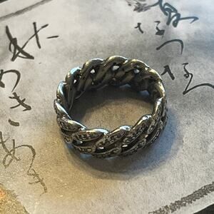 Vintage Silver Possibly Sterling Ring Woven Marcasite Ring CHINA sz 6